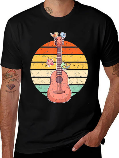 Retro Guitar & Birds Graphic Tee