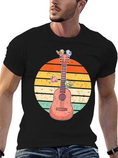 Retro Guitar & Birds Graphic Tee