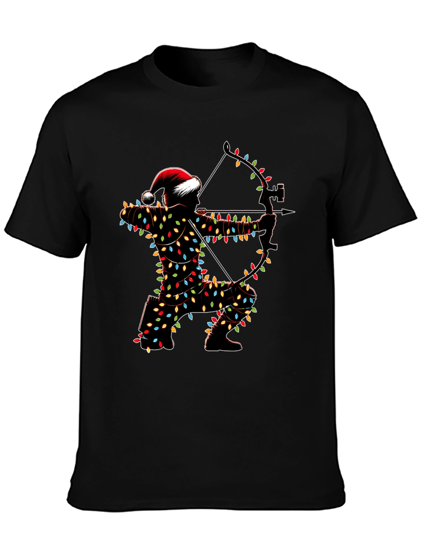 Archery Christmas Lights Santa T-Shirt