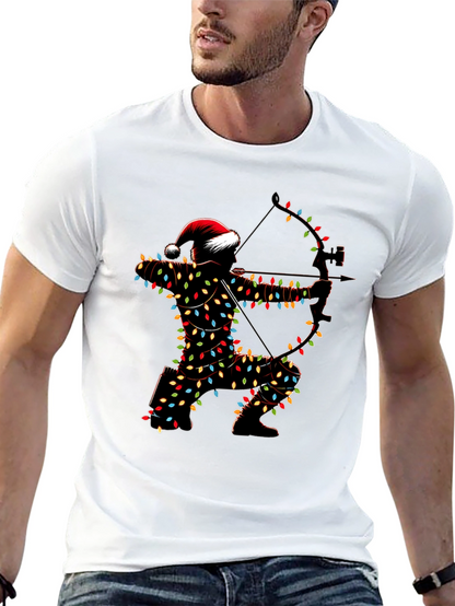 Archery Christmas Lights Santa T-Shirt