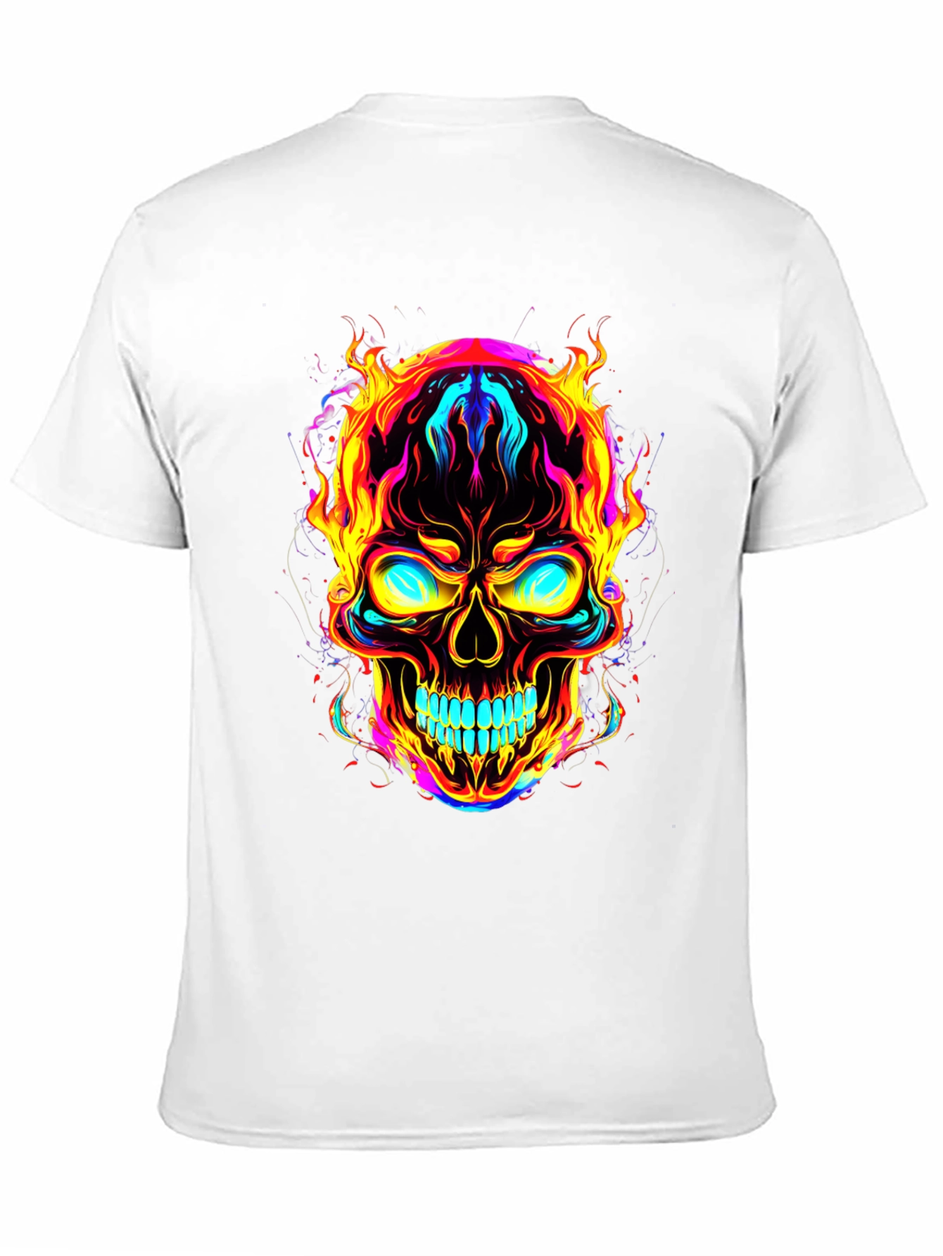 Flaming Skull Graphic Tee - Bold Black T-Shirt