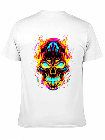Flaming Skull Graphic Tee - Bold Black T-Shirt