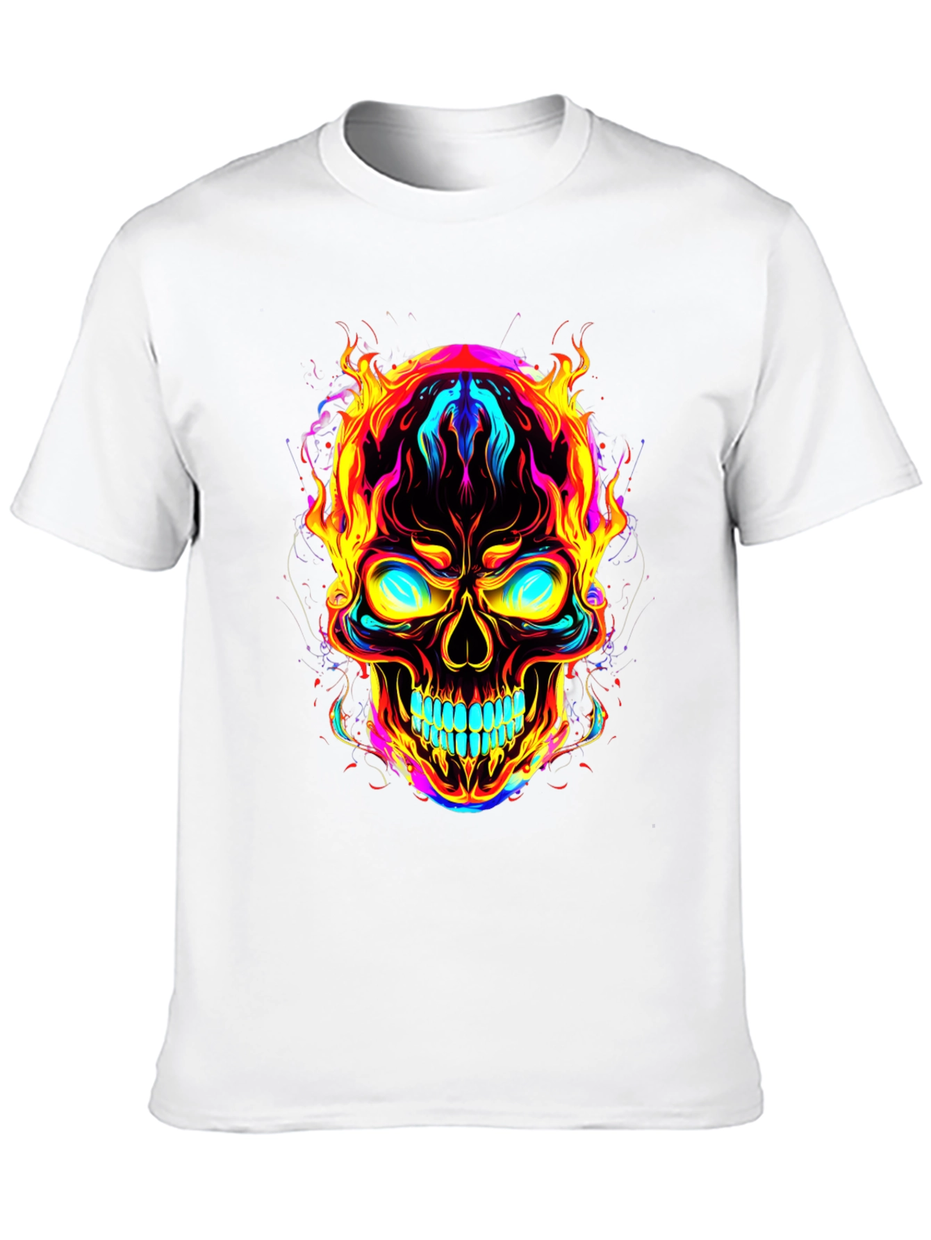 Flaming Skull Graphic Tee - Bold Black T-Shirt