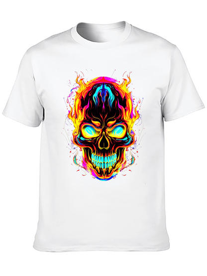 Flaming Skull Graphic Tee - Bold Black T-Shirt