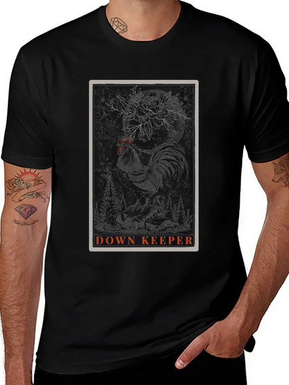 Down Keeper Graphic Tee - Black Cotton Blend