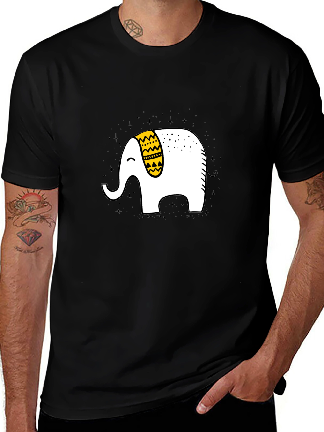 Elephant Graphic T-Shirt - Black Cotton Tee
