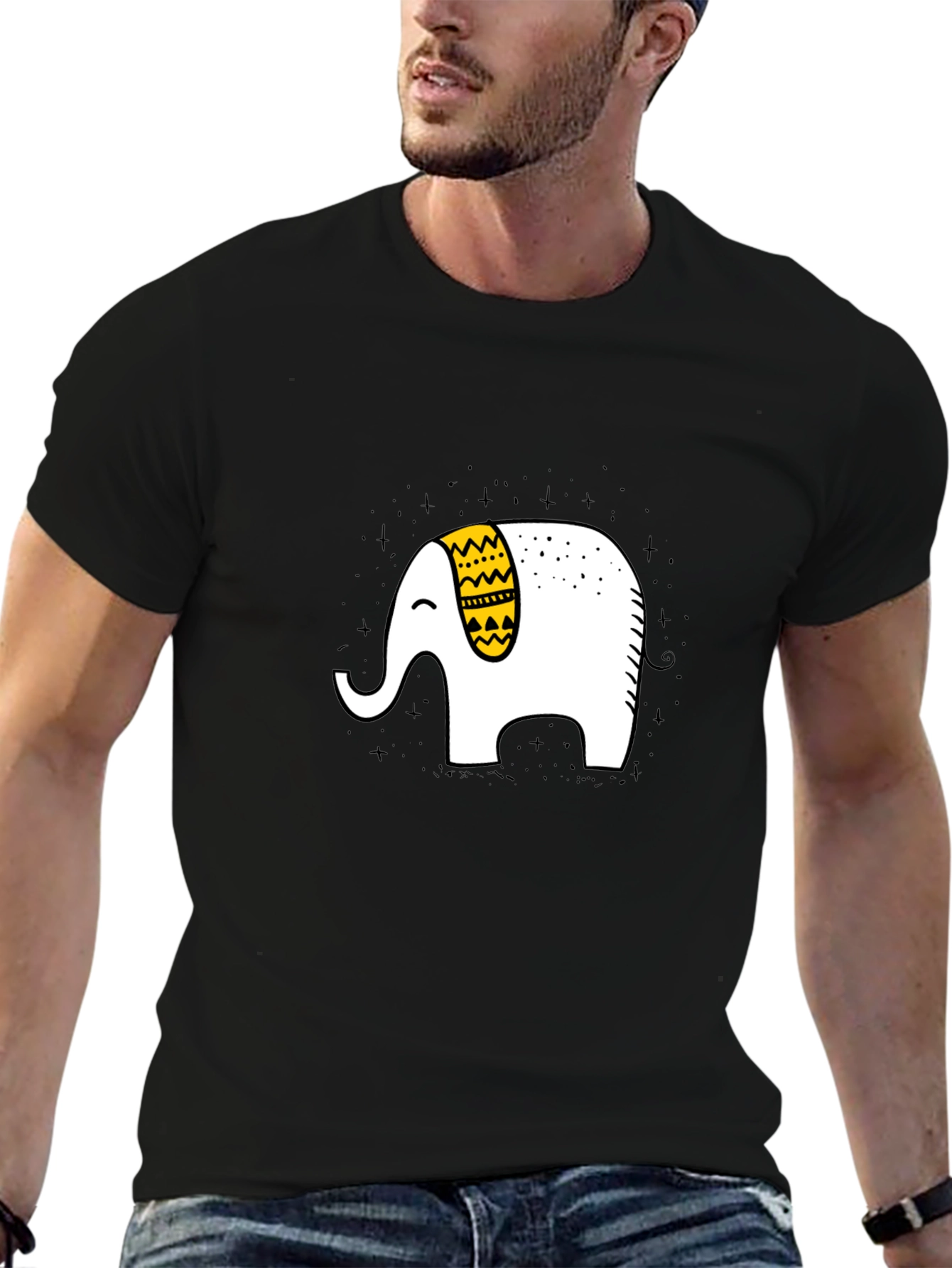 Elephant Graphic T-Shirt - Black Cotton Tee