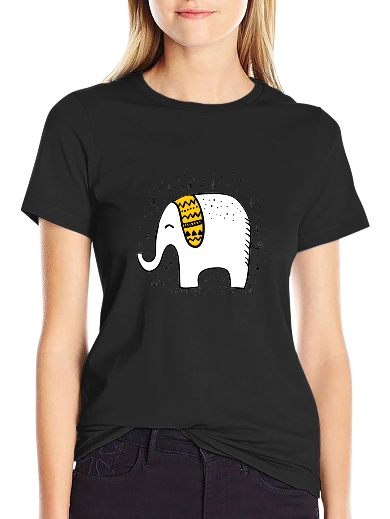 Elephant Graphic T-Shirt - Black Cotton Tee