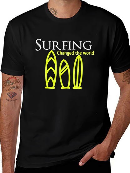Surfing Changed the World Graphic Tee - Black