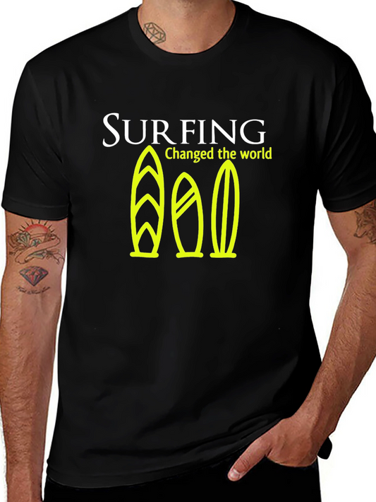 Surfing Changed the World Graphic Tee - Black