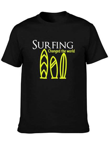 Surfing Changed the World Graphic Tee - Black