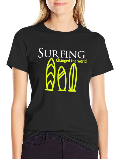 Surfing Changed the World Graphic Tee - Black