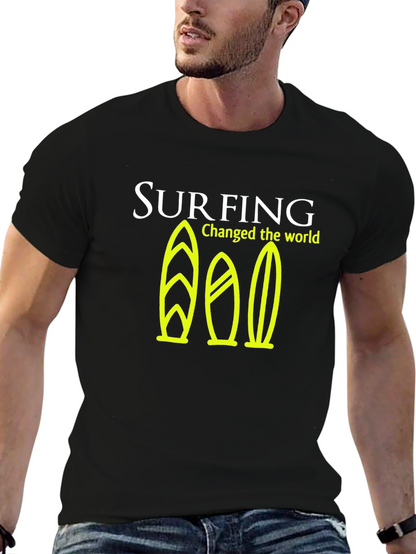 Surfing Changed the World Graphic Tee - Black