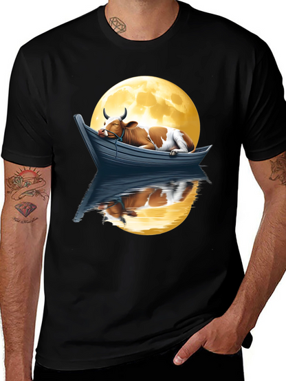 Cow in Boat Moon T-Shirt
