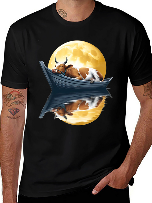 Cow in Boat Moon T-Shirt