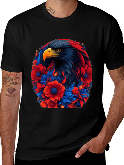 Eagle Floral Graphic Black T-Shirt