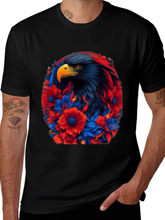Eagle Floral Graphic Black T-Shirt