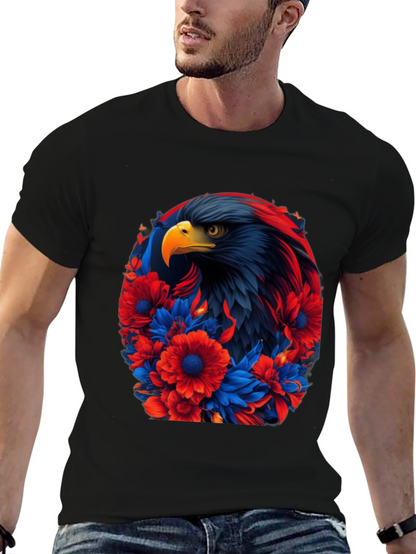 Eagle Floral Graphic Black T-Shirt