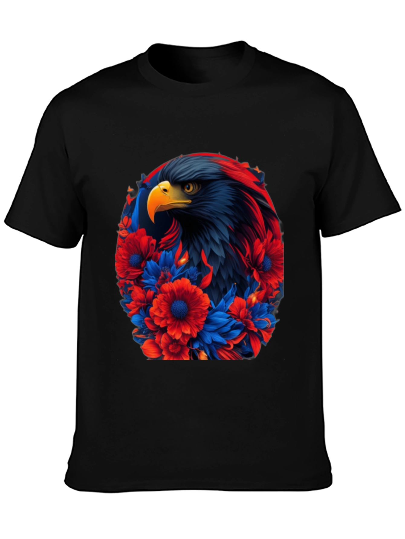 Eagle Floral Graphic Black T-Shirt