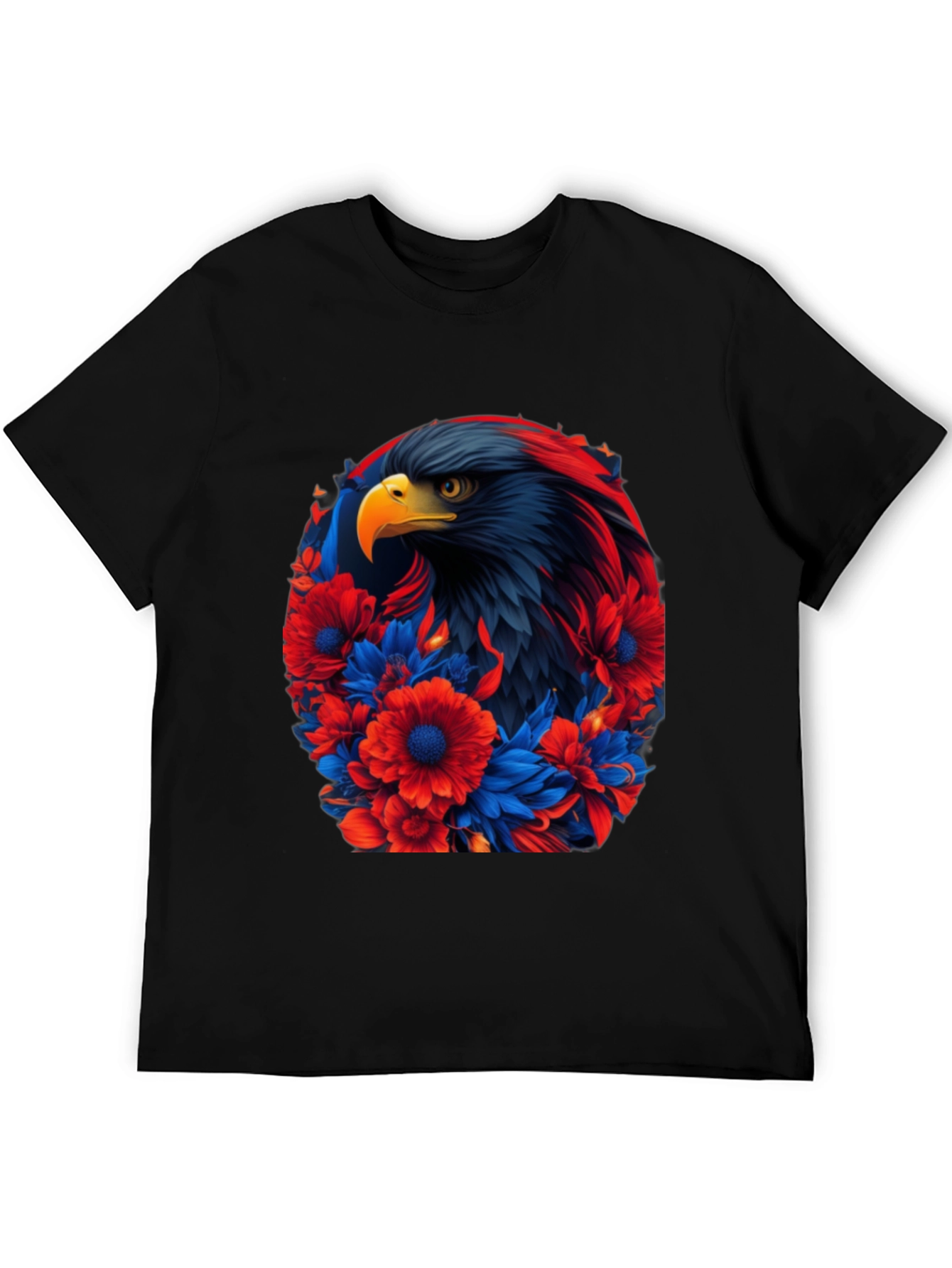 Eagle Floral Graphic Black T-Shirt