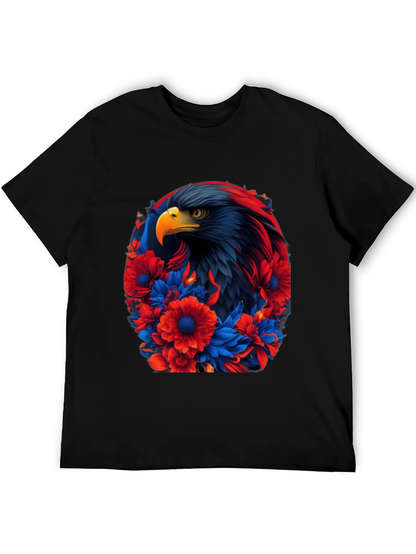 Eagle Floral Graphic Black T-Shirt