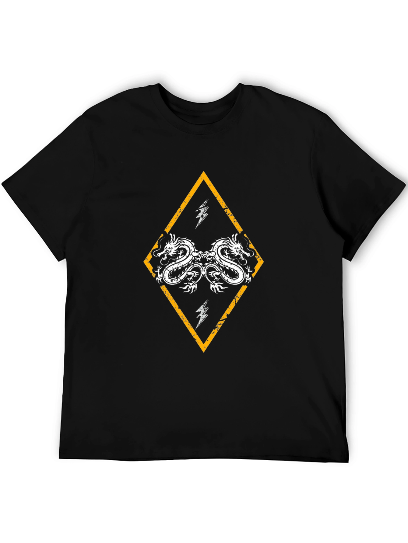 Dragon Diamond Graphic Black T-Shirt