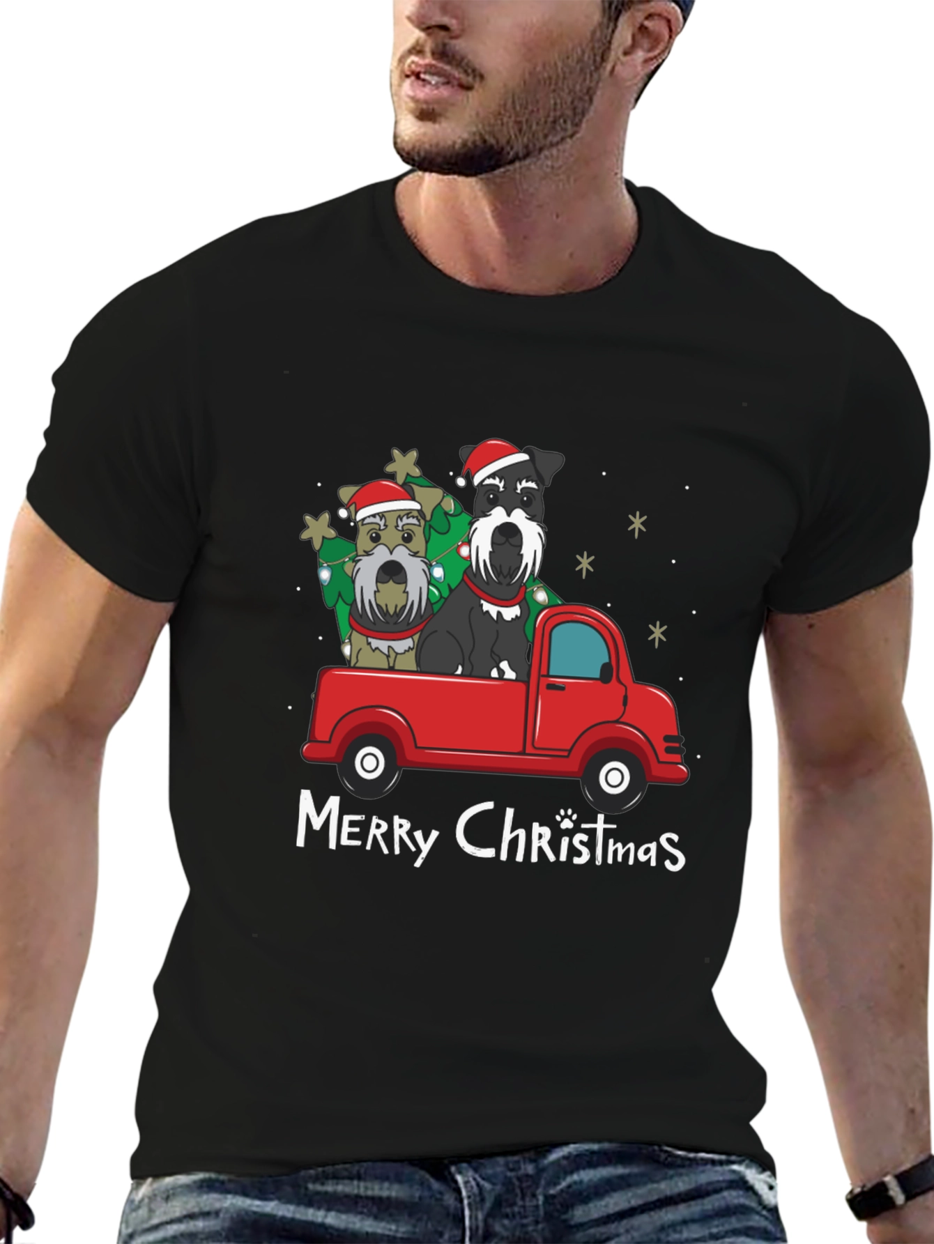 Christmas Schnauzer Truck Tee