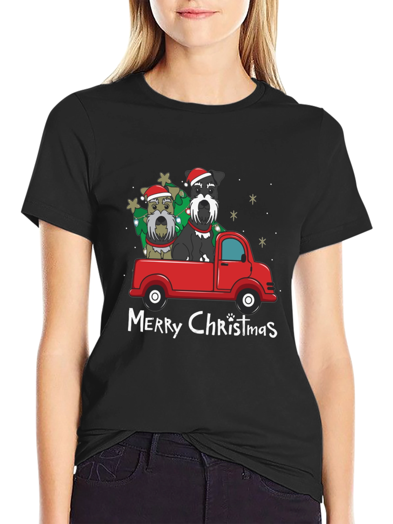 Christmas Schnauzer Truck Tee