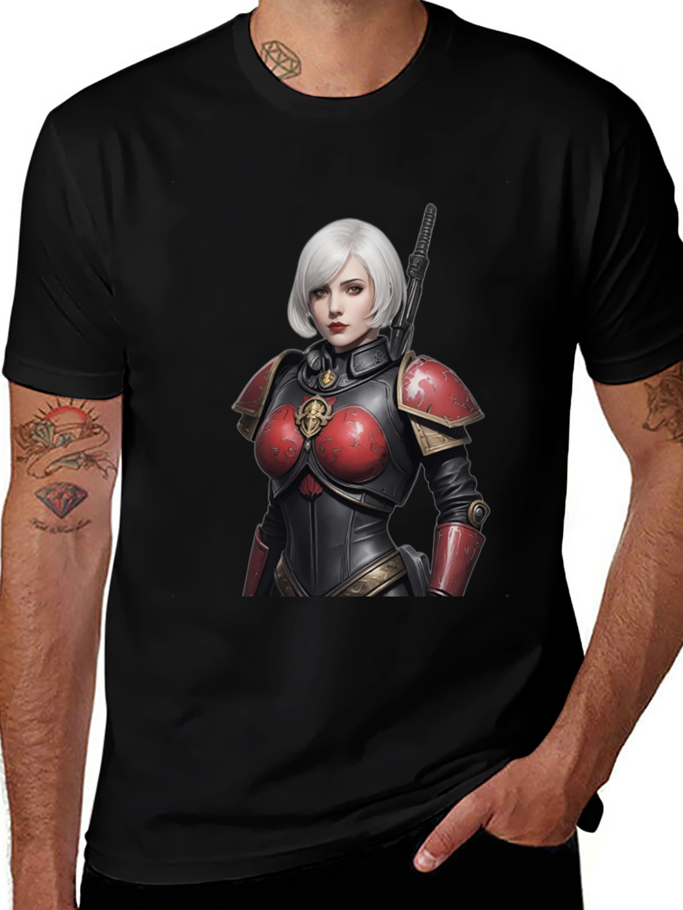 Sci-Fi Warrior Woman Graphic Tee - Black