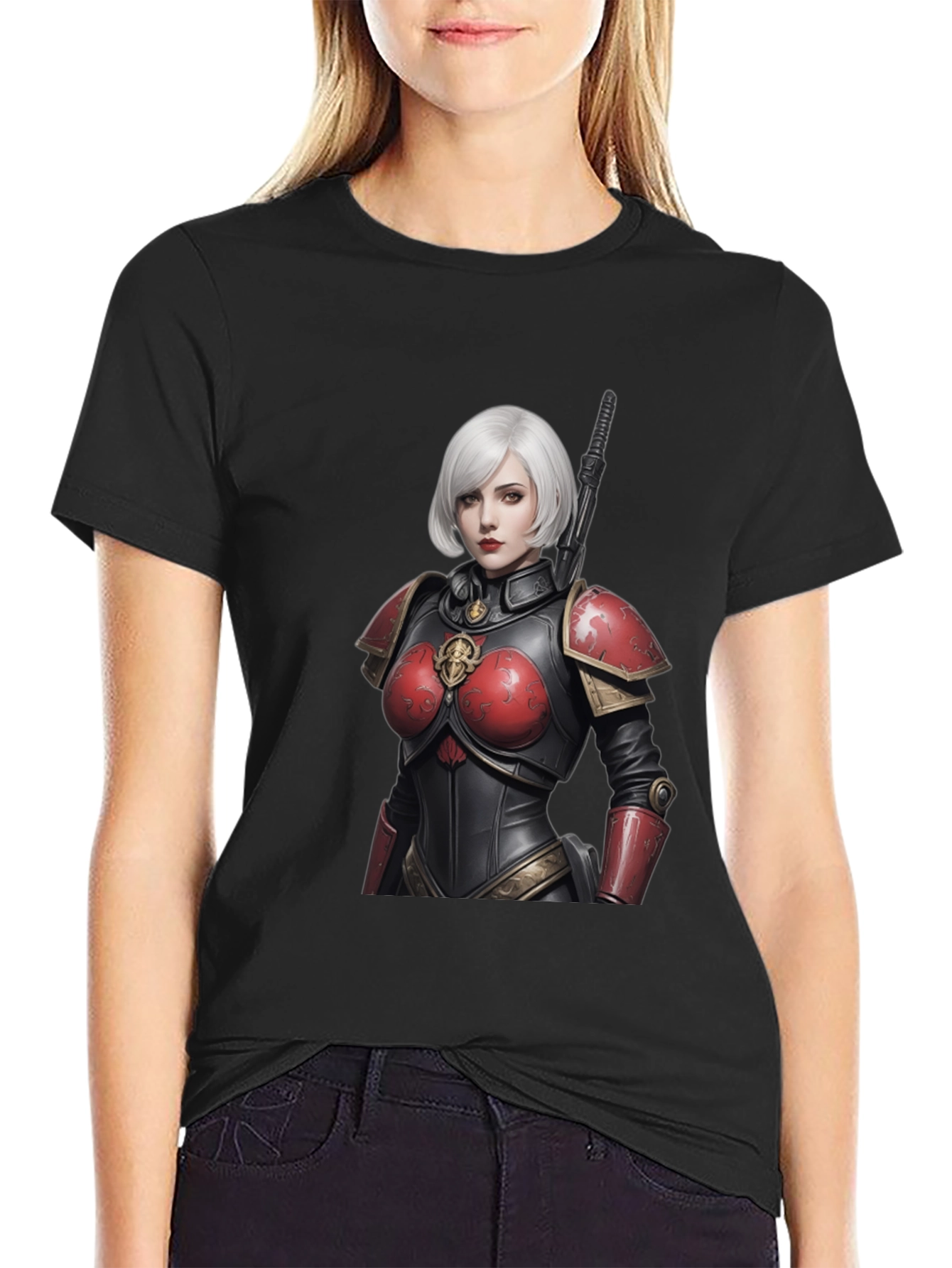 Sci-Fi Warrior Woman Graphic Tee - Black