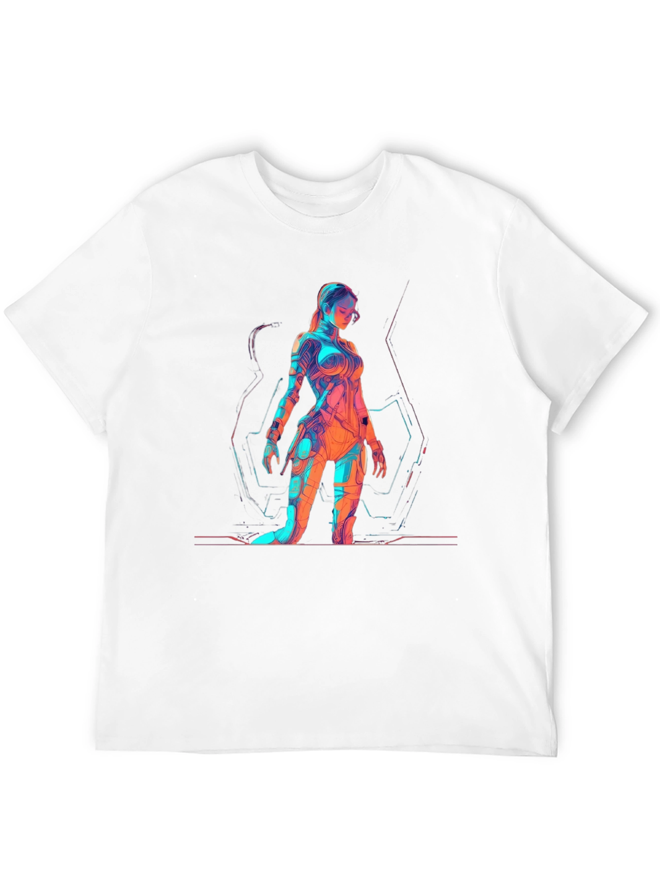 Sci-Fi Woman Graphic Print Black T-Shirt