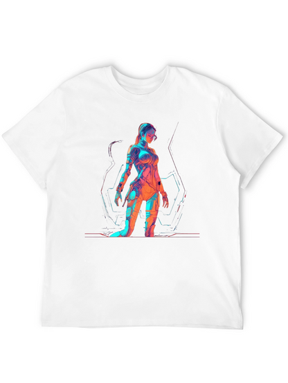 Sci-Fi Woman Graphic Print Black T-Shirt