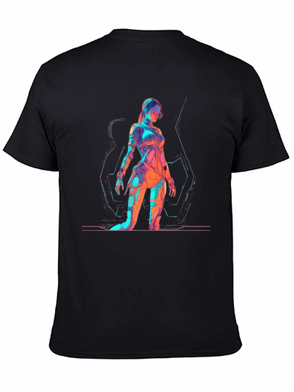 Sci-Fi Woman Graphic Print Black T-Shirt