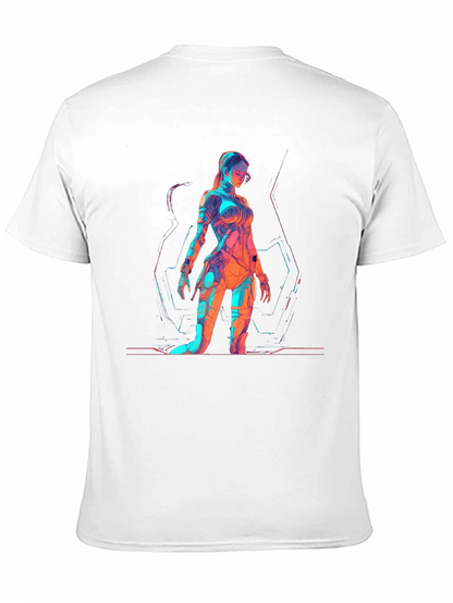 Sci-Fi Woman Graphic Print Black T-Shirt