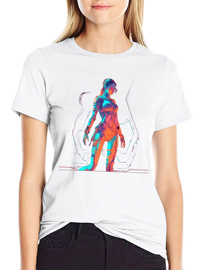 Sci-Fi Woman Graphic Print Black T-Shirt
