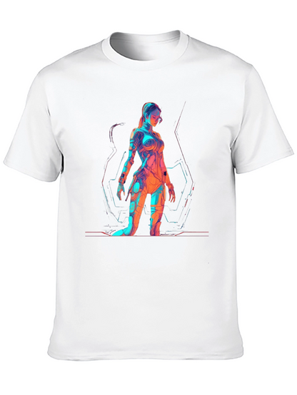 Sci-Fi Woman Graphic Print Black T-Shirt