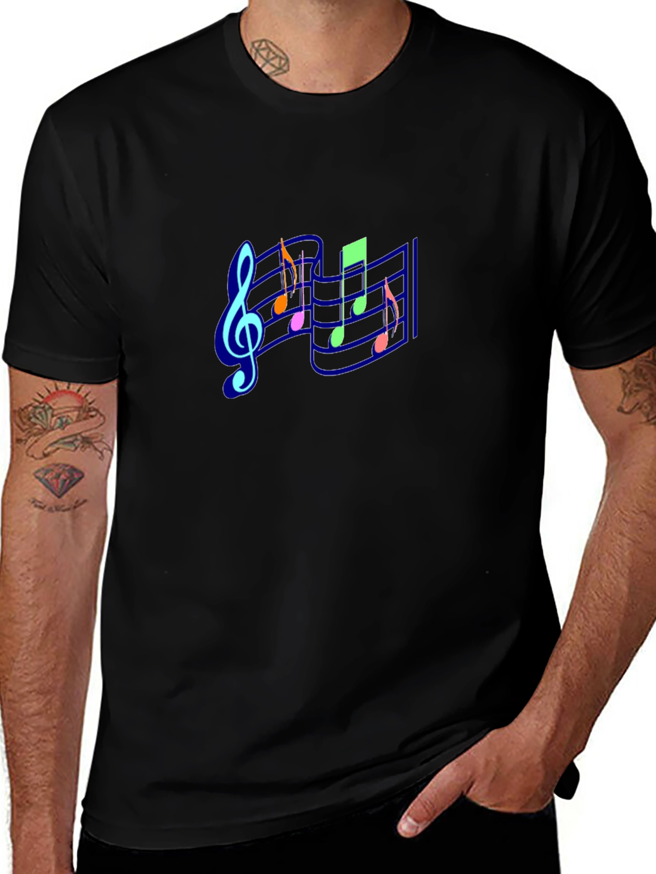 Musical Notes Black T-Shirt