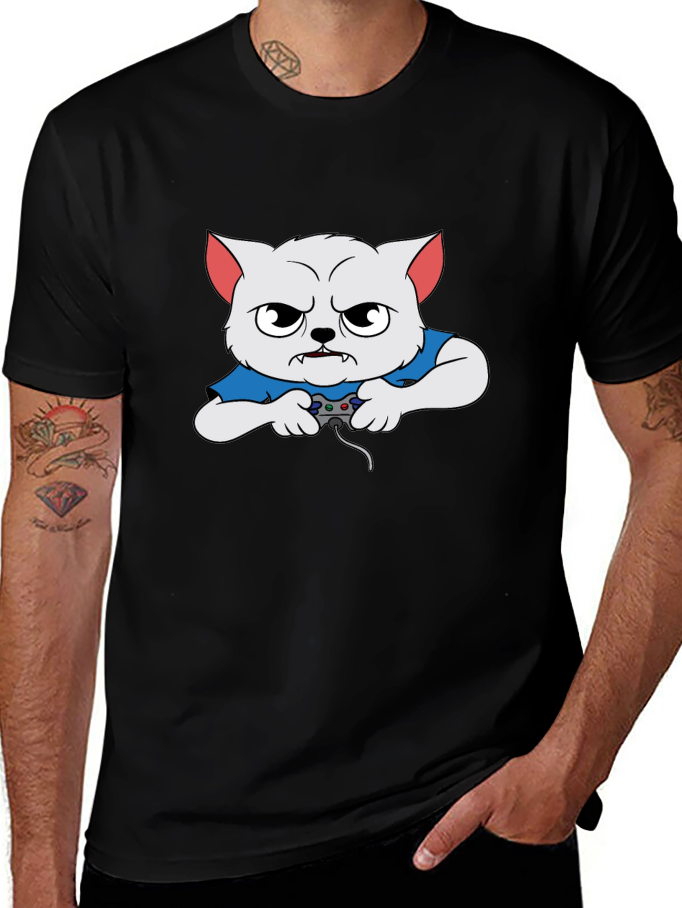 Gamer Cat Graphic T-Shirt