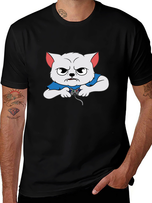 Gamer Cat Graphic T-Shirt