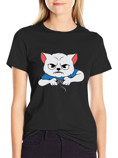 Gamer Cat Graphic T-Shirt