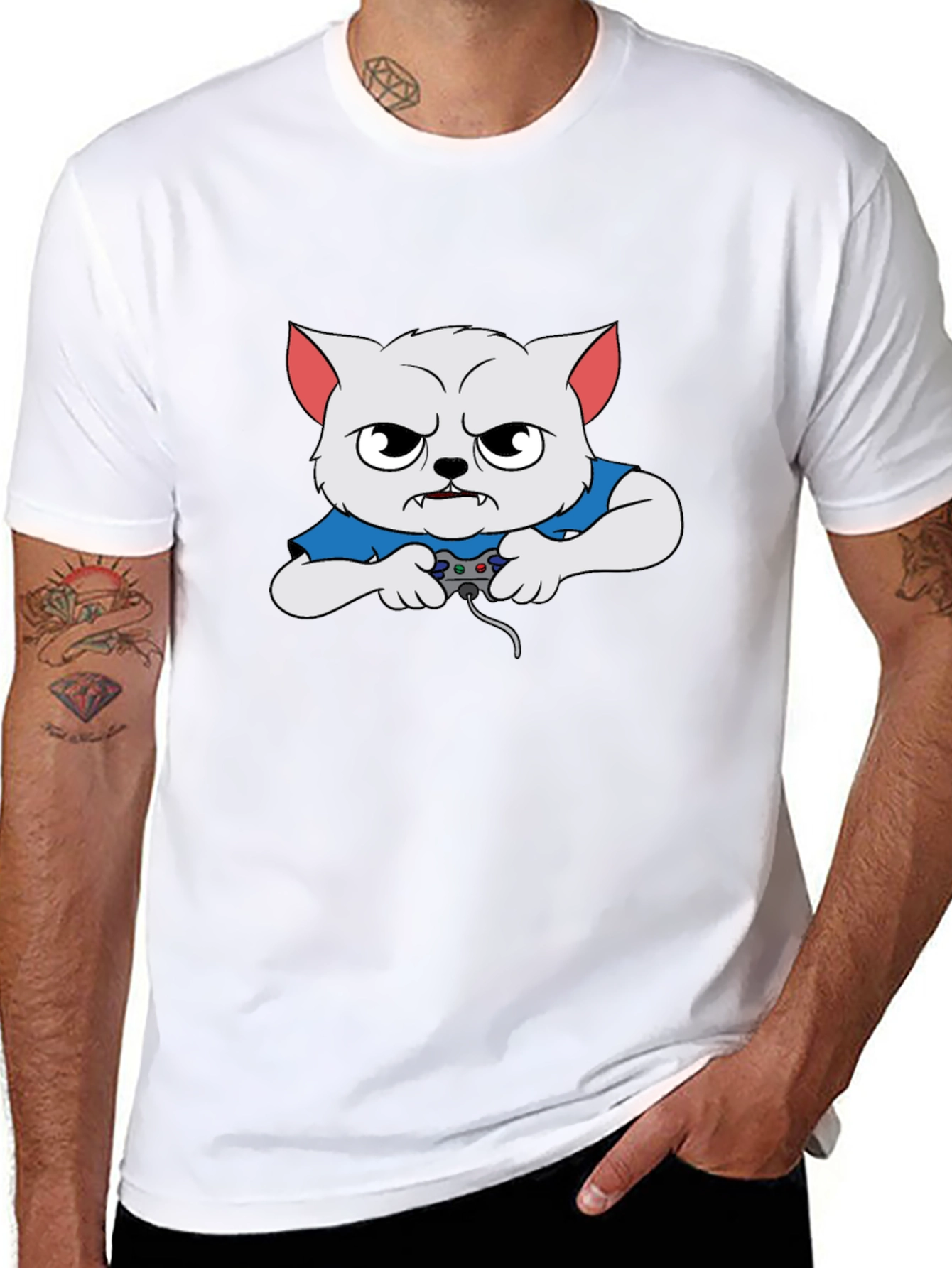Gamer Cat Graphic T-Shirt