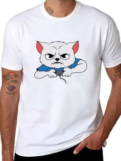 Gamer Cat Graphic T-Shirt