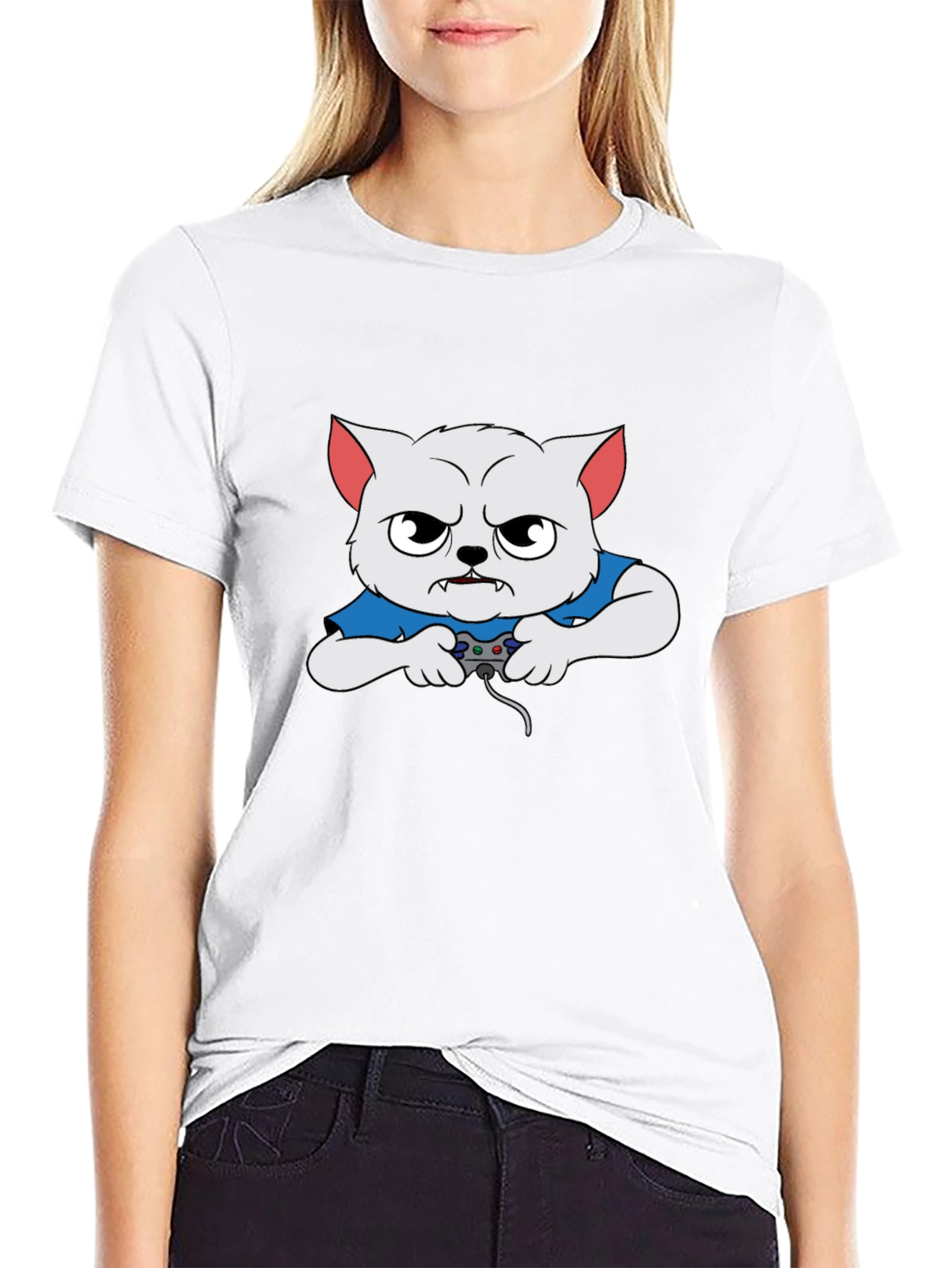 Gamer Cat Graphic T-Shirt