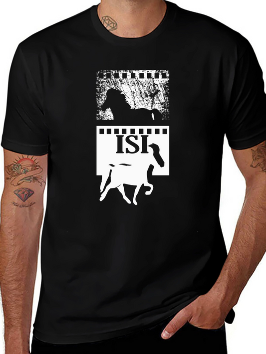 ISI Horse Graphic Tee - Stylish Black Cotton T-Shirt