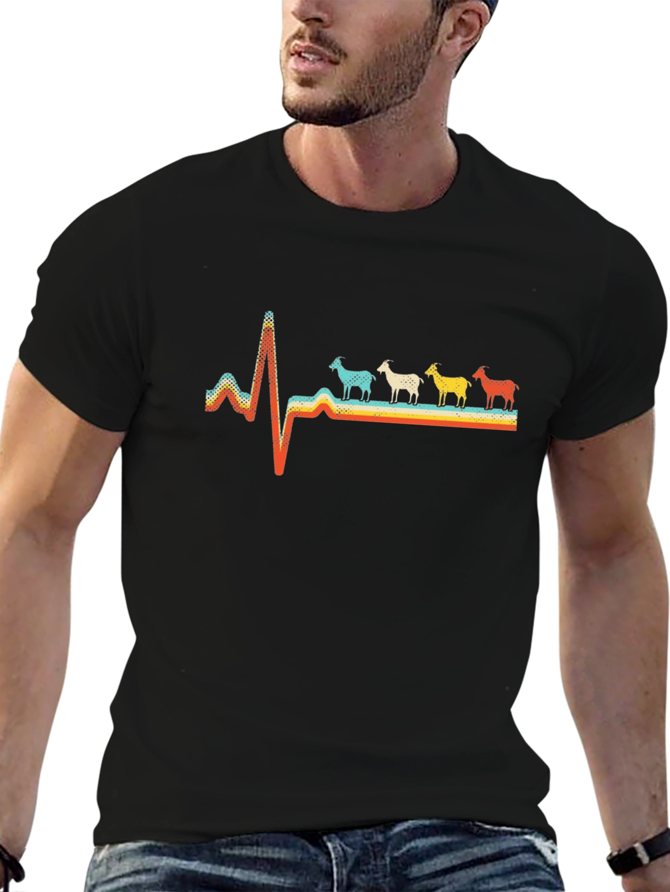 Goat Heartbeat Retro T-Shirt
