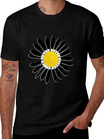 Black Daisy Graphic Tee - Stylish Cotton Comfort