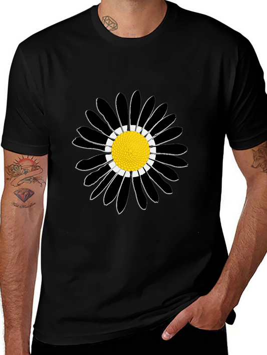 Black Daisy Graphic Tee - Stylish Cotton Comfort