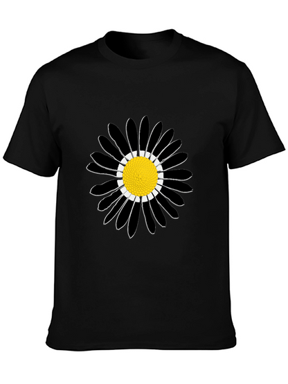 Black Daisy Graphic Tee - Stylish Cotton Comfort