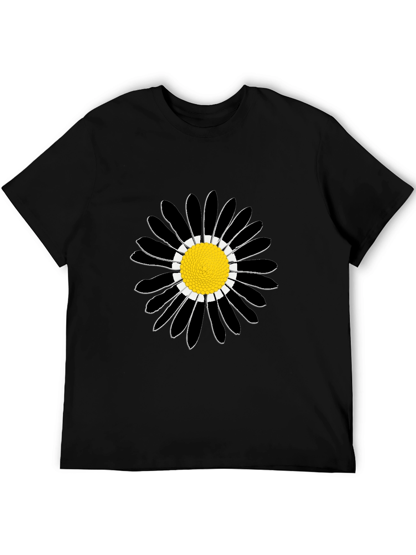 Black Daisy Graphic Tee - Stylish Cotton Comfort