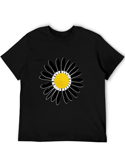 Black Daisy Graphic Tee - Stylish Cotton Comfort